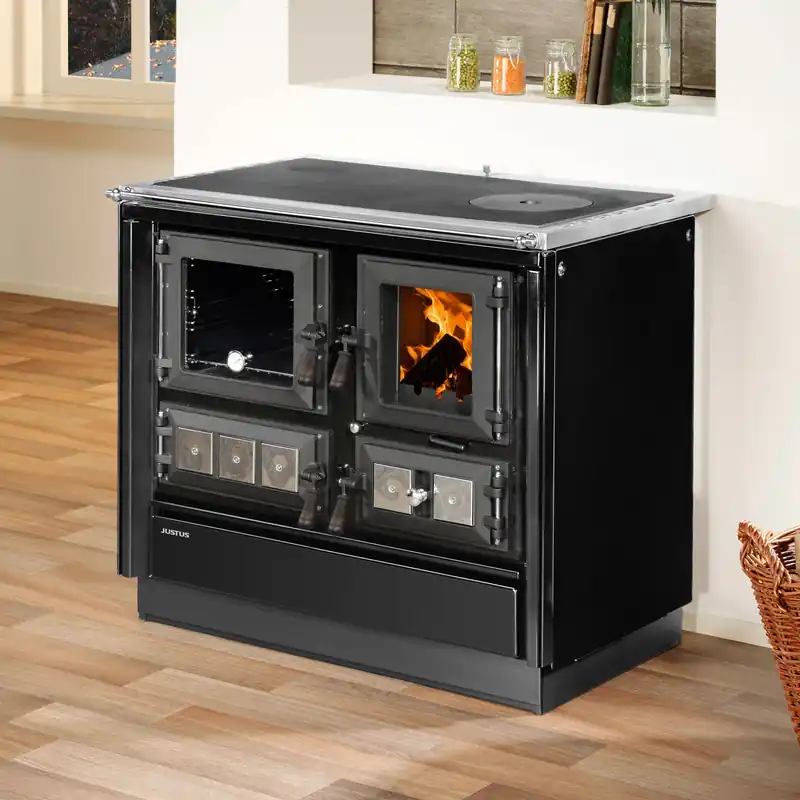 Knallerangebot Justus Rustico-90 2.0 Küchenofen Stahl Schwarz, Backfach links