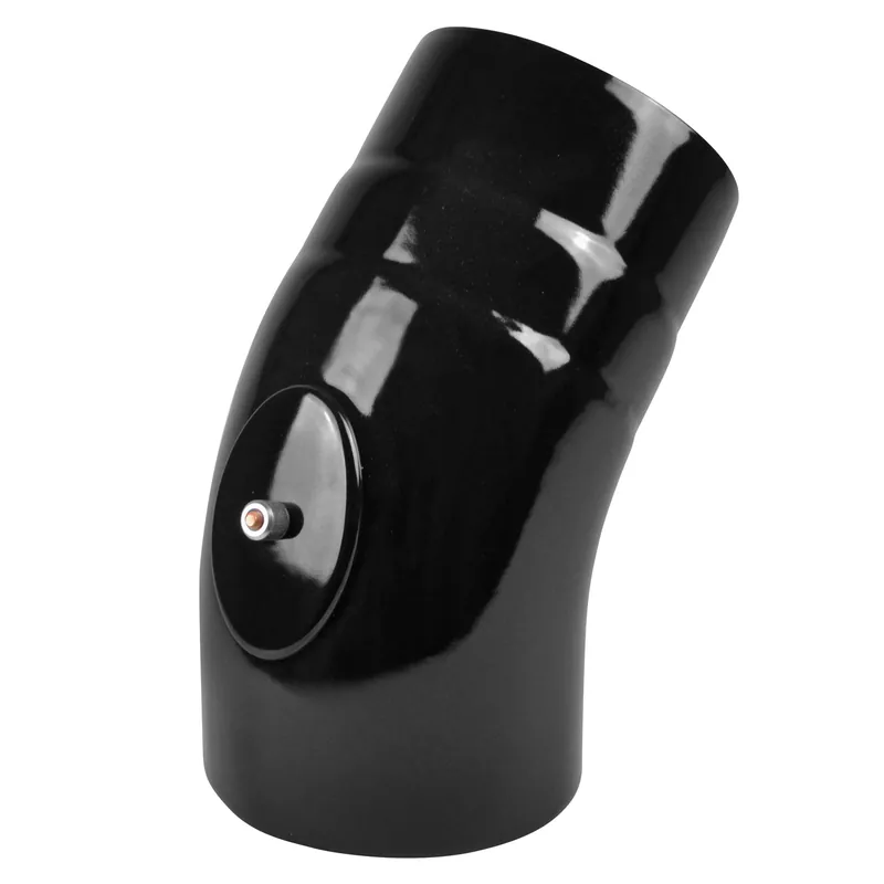 Aktuell Raik Rauchrohrbogen / Ofenrohrbogen Emaille 120mm - 45° Bogen glatt Schwarz mit Reinigungsöffnung
