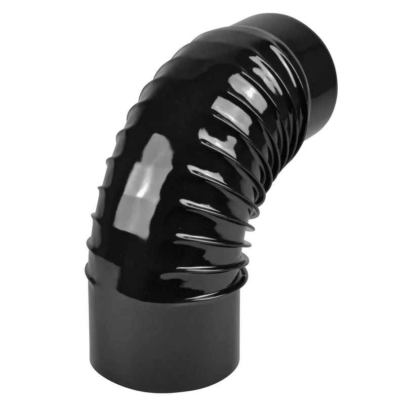 Highlight Raik Rauchrohrbogen / Ofenrohrbogen Emaille 150mm - 90° Bogen gerippt Schwarz
