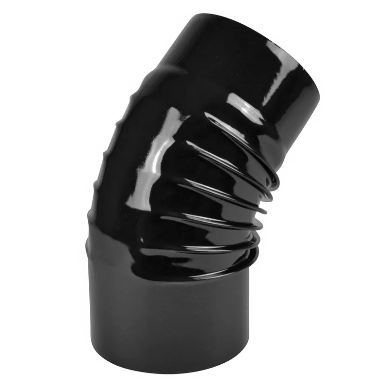 Angebot Raik Rauchrohrbogen / Ofenrohrbogen Emaille 130mm - 45° Bogen gerippt Schwarz