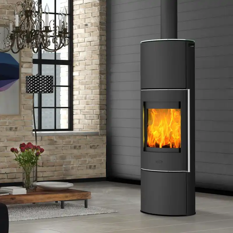 Preisknaller Fireplace Perondi Kaminofen RLU Stahl Schwarz Topplatte Glas