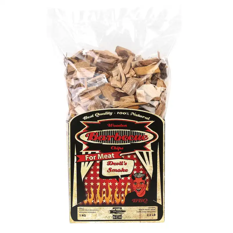 Schneller Versand Axtschlag Wood Smoking Chips Devil´s Smoke 1 kg