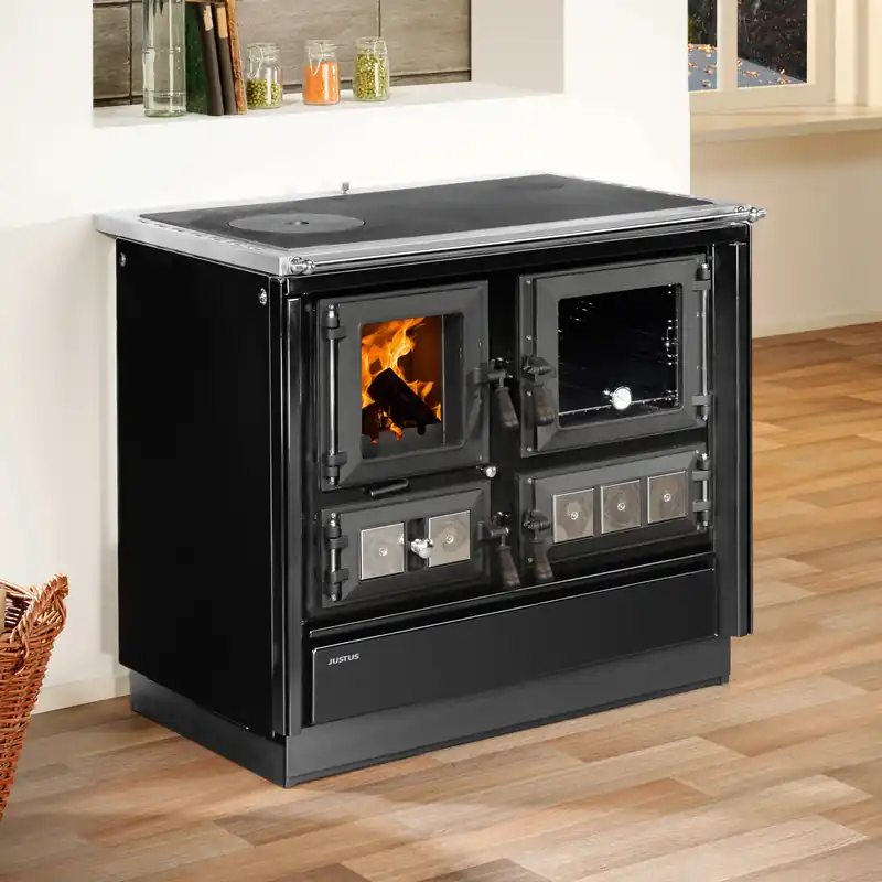 Justus Rustico-90 2.0 Küchenofen Stahl Schwarz, Backfach rechts Neue Ware