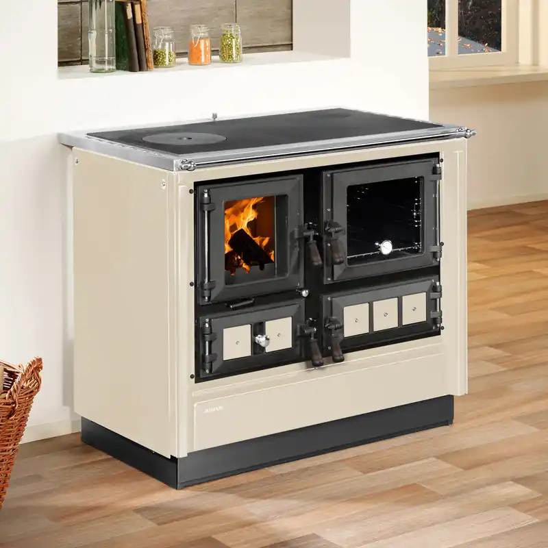 Neu Im Sortiment Justus Rustico-90 2.0 Küchenofen Stahl Creme, Backfach rechts