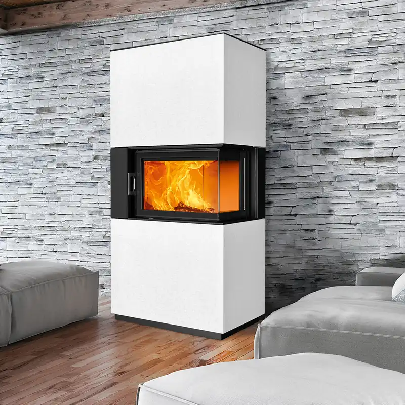Austroflamm Sam 2.0 Kaminbausatz Eckverglasung rechts mit Klapptür Beton Polar White Jetzt Kaufen