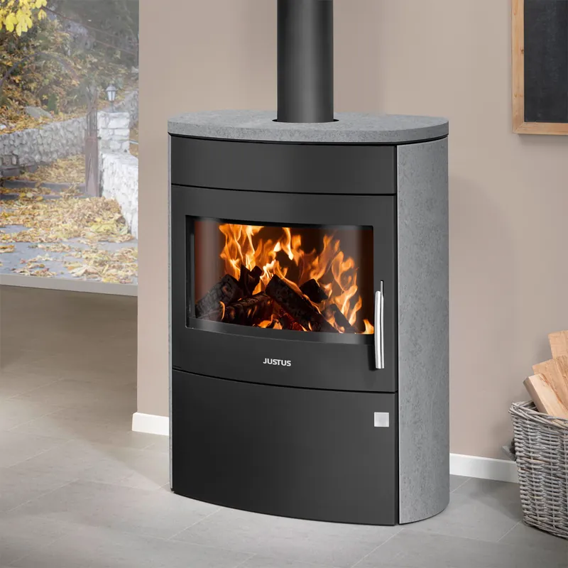 Sonderaktion Justus Agero 2.0 Kaminofen Stahl Schwarz Speckstein