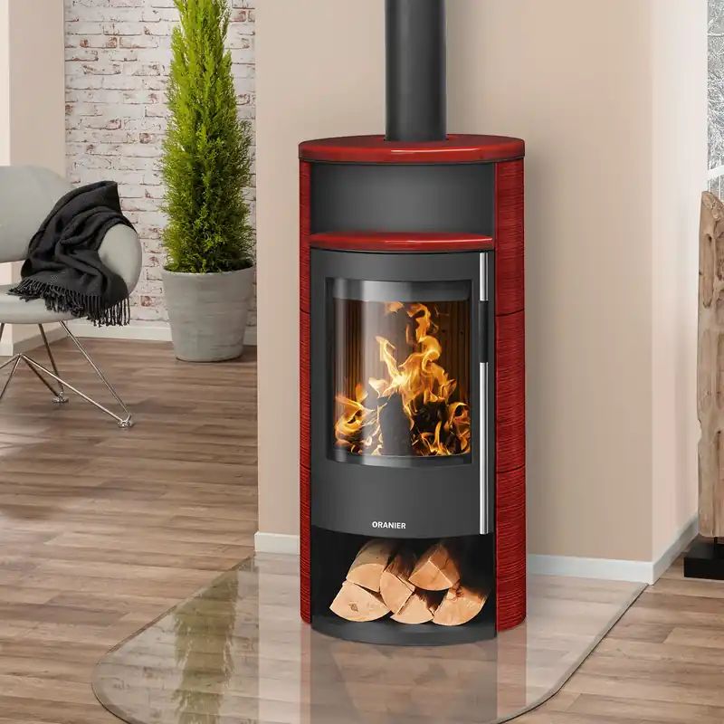 Geprüft Oranier Polar Neo 6 Kaminofen Stahl Schwarz / Keramik Paprikarot, DIBt