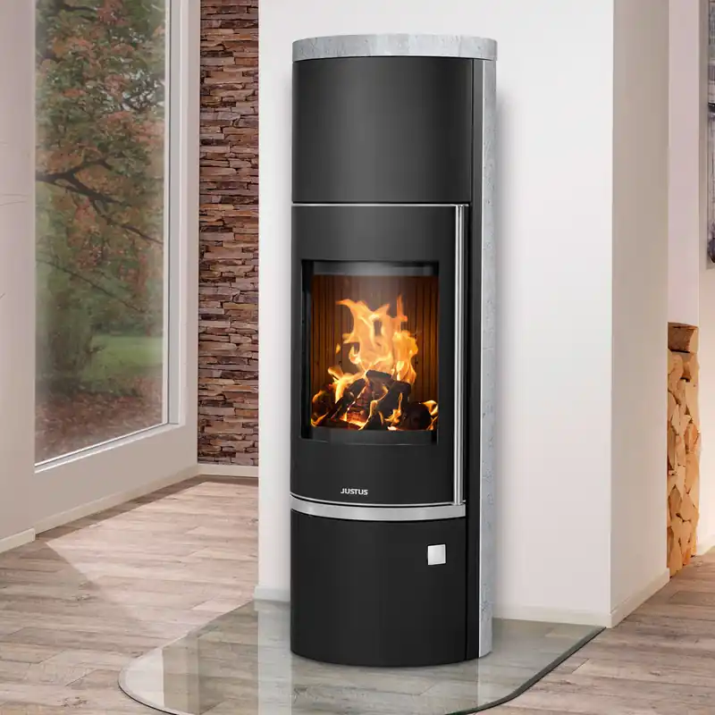 Justus Faro W+ 2.0 Kaminofen Stahl Schwarz mit Speckstein-Verkleidung Sale