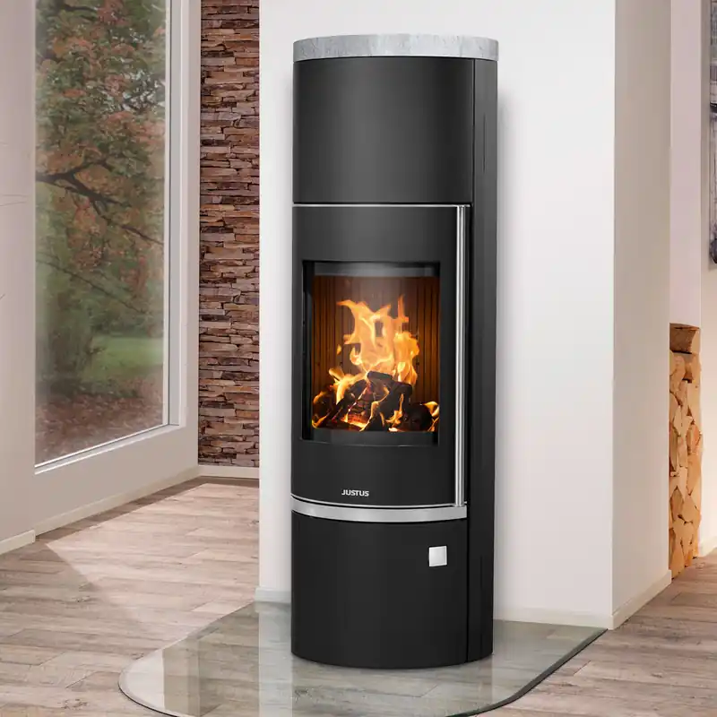 Justus Faro W+ 2.0 Kaminofen Stahl Schwarz mit Speckstein-Abdeckplatte Abverkauf