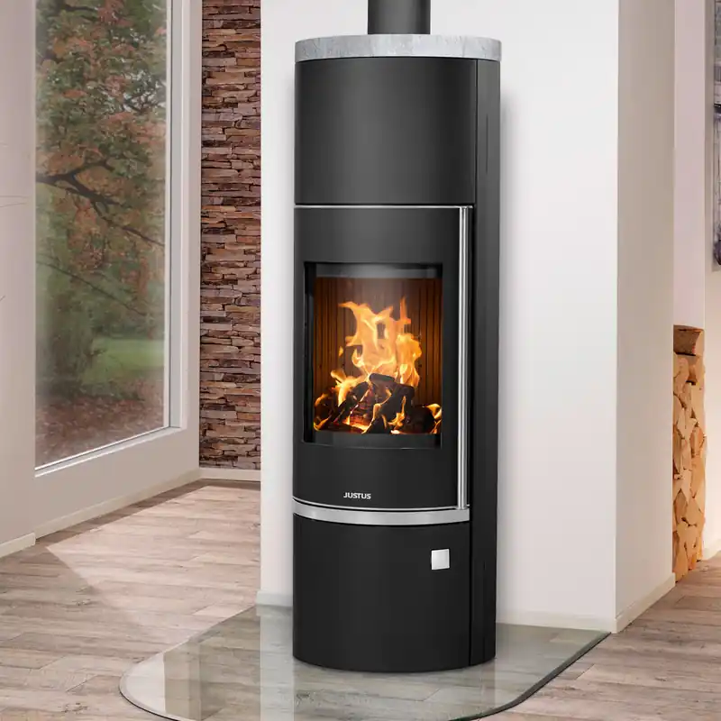 Justus Faro Aqua 2.0 Wasserführender Kaminofen Stahl Schwarz mit Speckstein-Abdeckplatte Knallerangebot