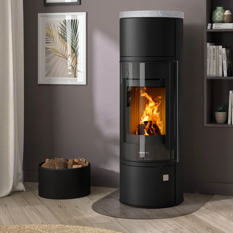 Top-Preis Oranier Arena W+ 2.0 Kaminofen Stahl Schwarz mit Abdeckplatte Speckstein
