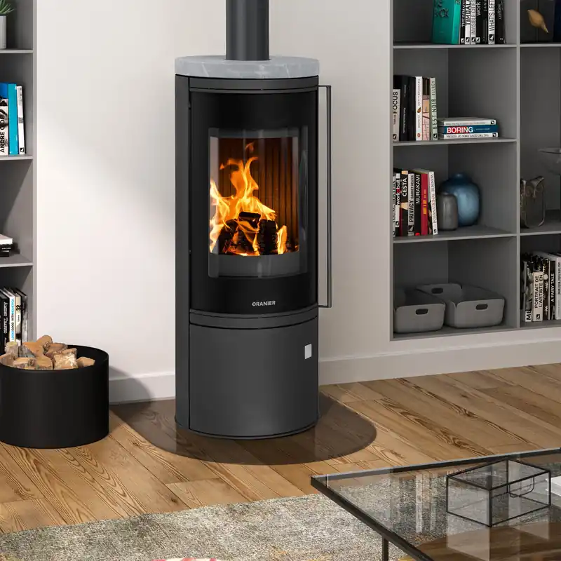 Oranier Arena 2.0 Kaminofen Stahl Schwarz mit Abdeckplatte Speckstein Sale
