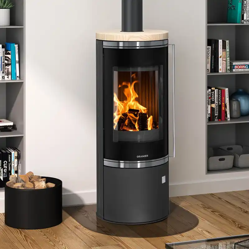 Oranier Arena 2.0 Kaminofen Stahl Schwarz mit Abdeckplatte Sandstein Neu