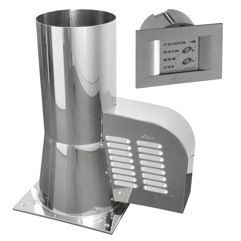 Rauchgasventilator GCK200 mit Bodenplatte + 12-Stufen-Regler Unterputz, Edelstahl Must-Have