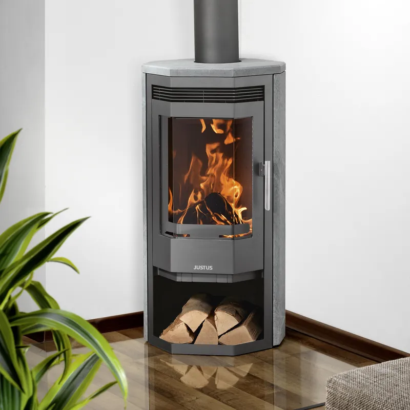 Top-Angebot Justus Usedom 5 Kaminofen Stahl Gussgrau / Speckstein