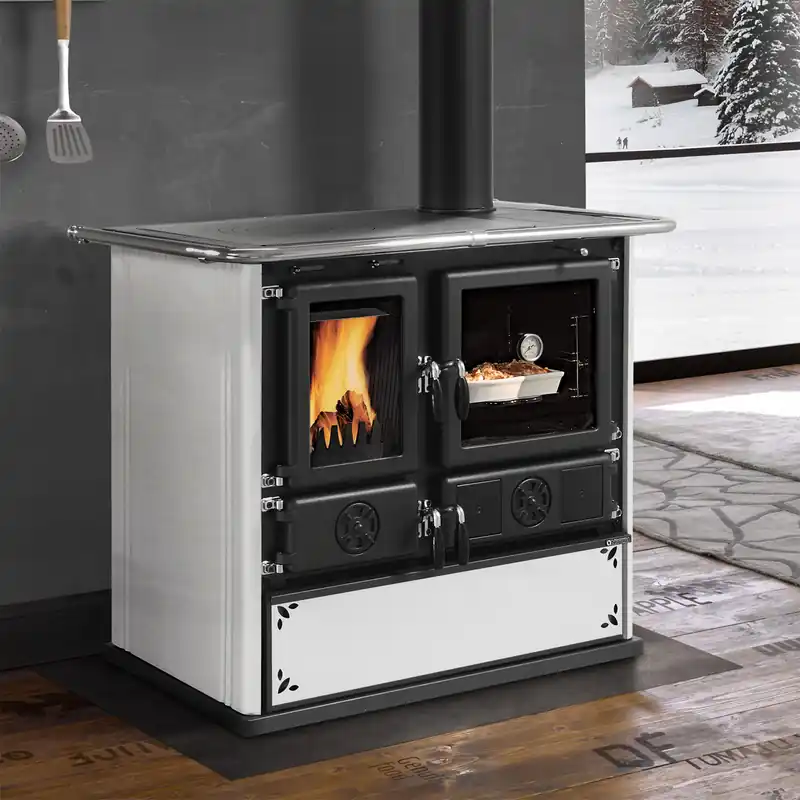 Top-Seller La Nordica Rosa 5.0 Küchenofen Stahl Weiß gesprenkelt