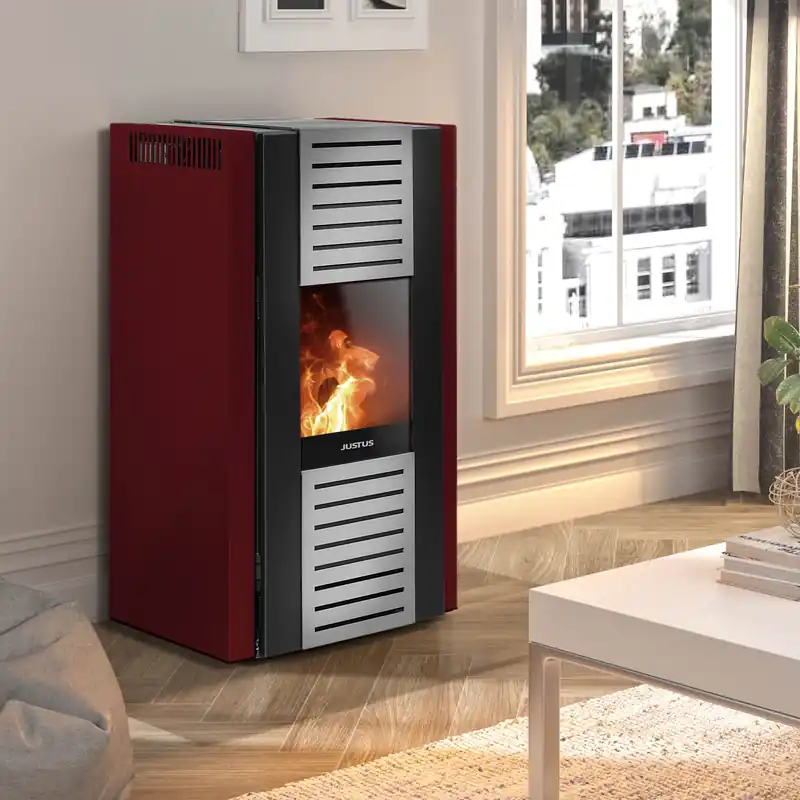 Justus Sirkos 2.0 Pelletofen Stahl Bordeauxrot Knallerangebot