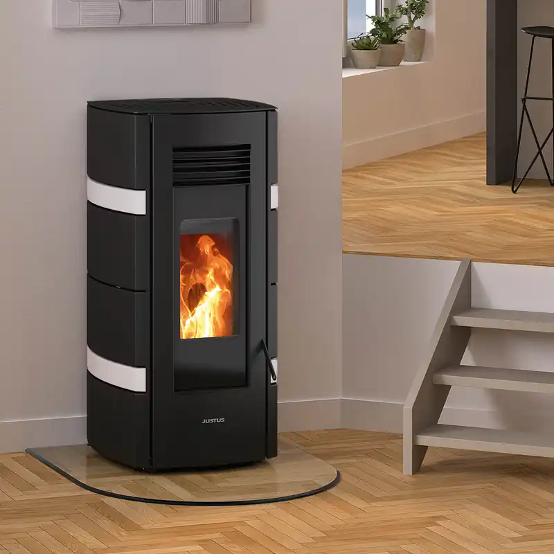 Billig Justus Sia Pelletofen Stahl Schwarz / conStone Weiß