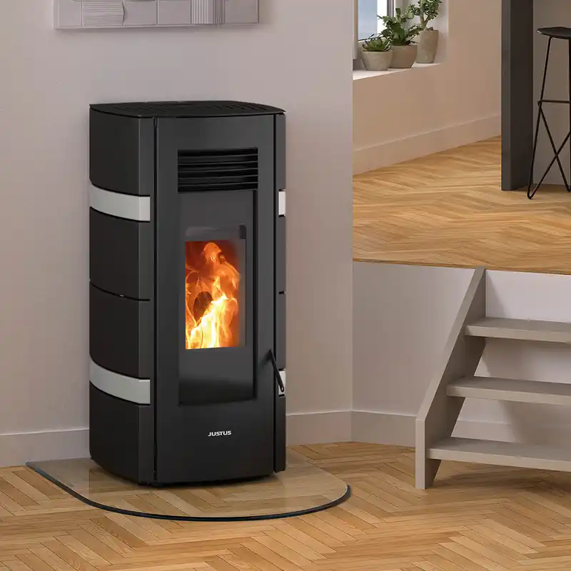 Justus Sia Pelletofen Stahl Schwarz / conStone Betongrau Must-Have
