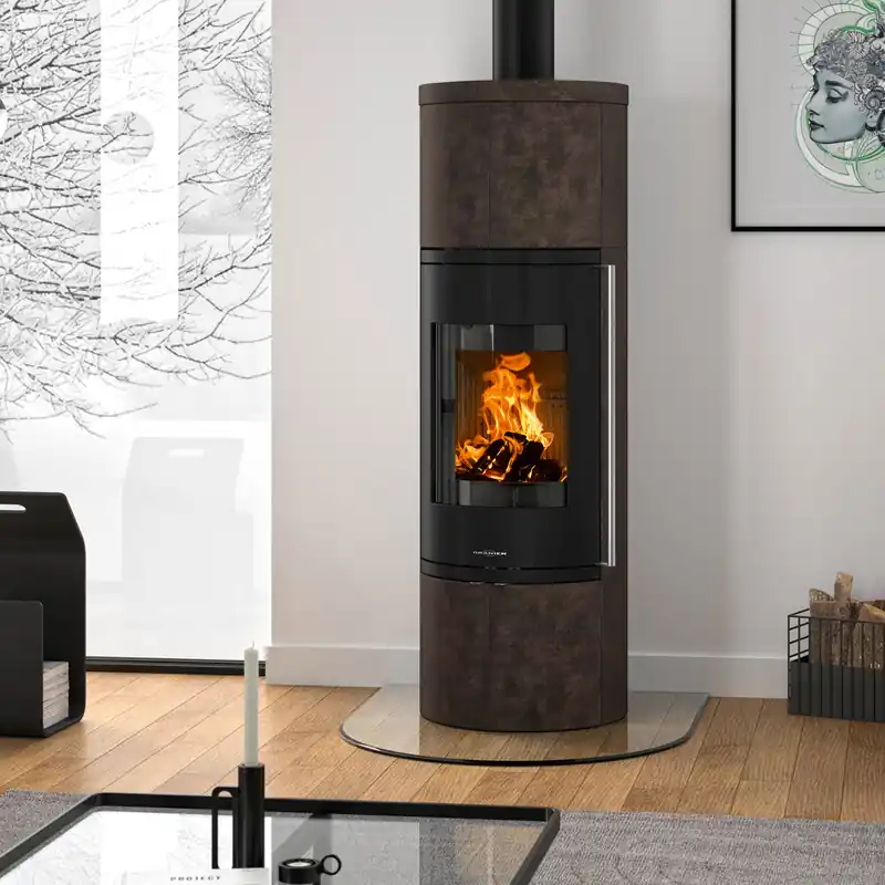 Neu Oranier Arkona W+ 2.0 Kaminofen Stahl Schwarz / Keramik Namib