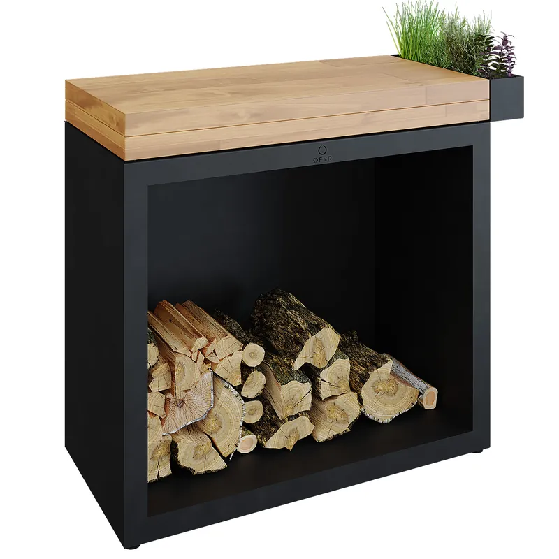 OFYR Holzfach Black 90 mit Arbeitsplatte Teakholz Garantierte Lieferung