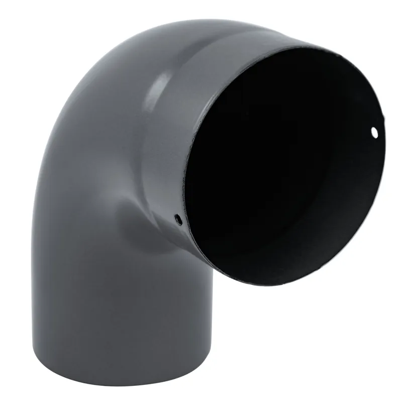 Raik Rauchrohrbogen / Ofenrohrbogen Emaille 150mm - 90° Bogen glatt Grau mit Reinigungsöffnung Rabatt