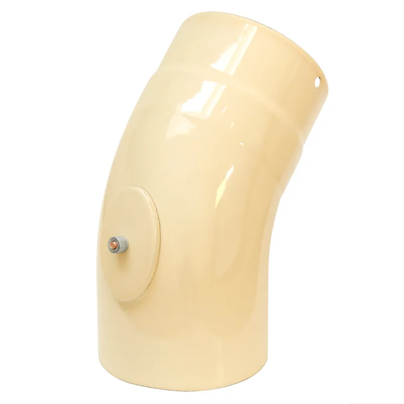 Raik Rauchrohrbogen / Ofenrohrbogen Emaille 130mm - 45° Bogen glatt Elfenbein mit Reinigungsöffnung Solange Der Vorrat Reicht