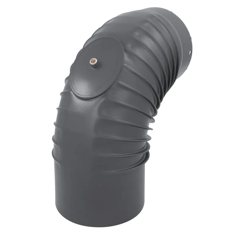 Beliebt Raik Rauchrohrbogen / Ofenrohrbogen Emaille 150mm - 90° Bogen gerippt Grau mit Reinigungsöffnung