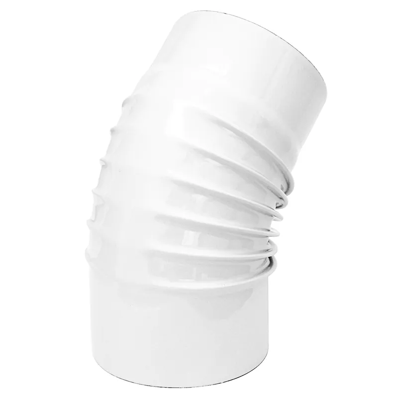 Raik Rauchrohrbogen / Ofenrohrbogen Emaille 130mm - 45° Bogen gerippt Weiß Solange Der Vorrat Reicht