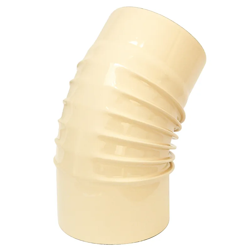 Markenware Raik Rauchrohrbogen / Ofenrohrbogen Emaille 150mm - 45° Bogen gerippt Elfenbein