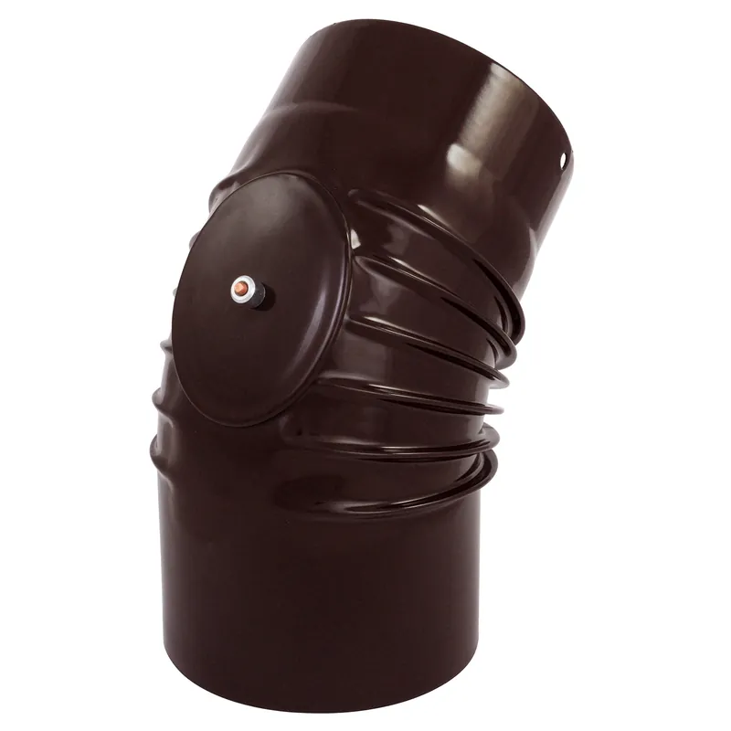 Knallerangebot Raik Rauchrohrbogen / Ofenrohrbogen Emaille 150mm - 45° Bogen gerippt Braun mit Reinigungsöffnung