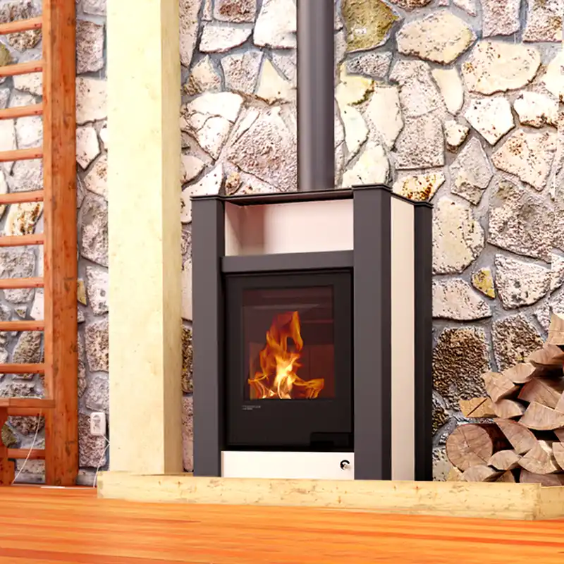 Aquaflam Vario Lend Manual Wasserführender Kaminofen Creme 11/5 kW Sichere Zahlung