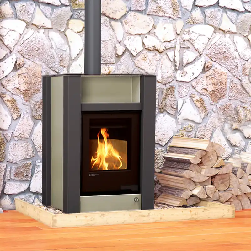 Aquaflam Vario Lend Basic Wasserführender Kaminofen Olive 11/5 kW Top-Angebot
