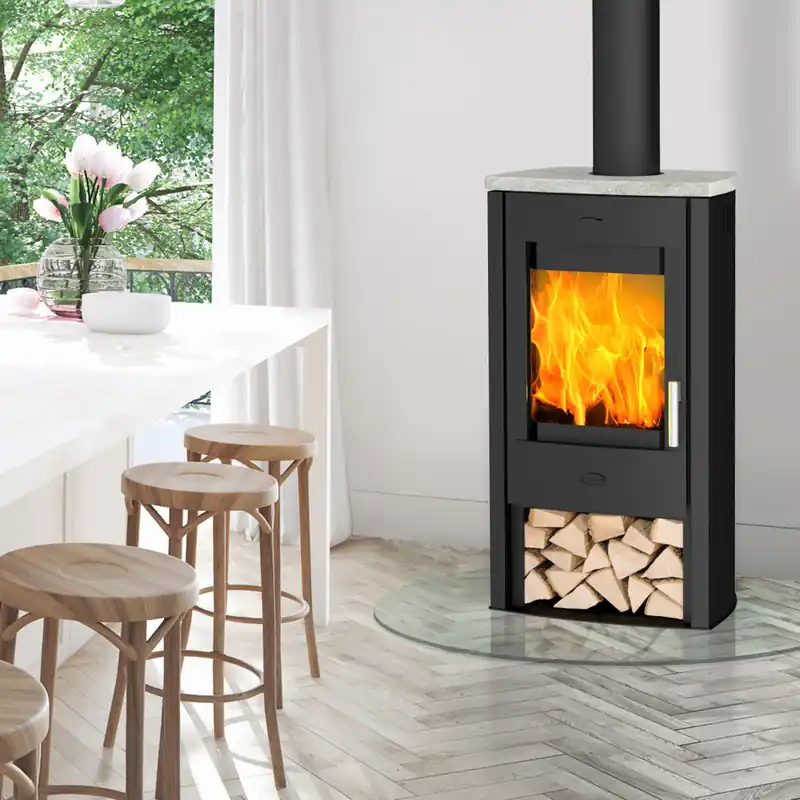 Beliebt Fireplace Tuvalu Kaminofen Stahl Schwarz Topplatte Speckstein