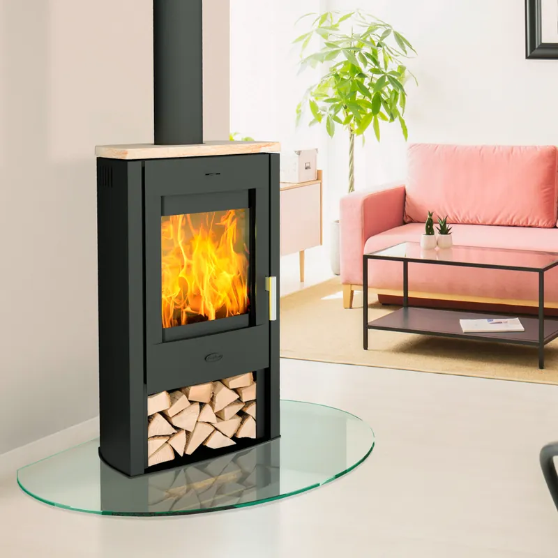 Fireplace Tuvalu Kaminofen Stahl Schwarz Topplatte Sandstein Neue Kollektion