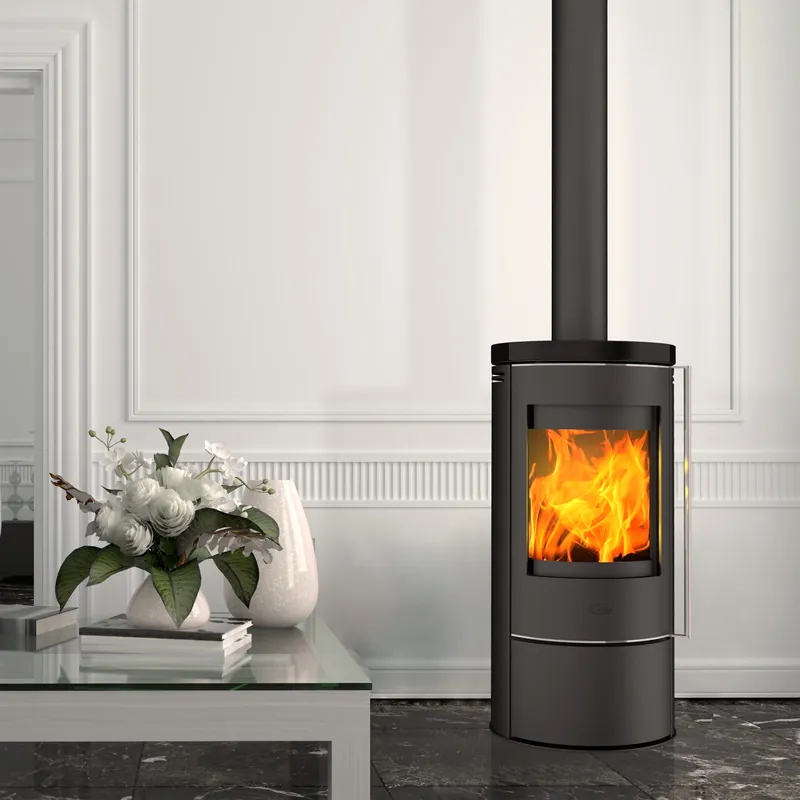 Garantierte Lieferung Fireplace Rondale Kaminofen Stahl Schwarz Topplatte Keramik Schwarz