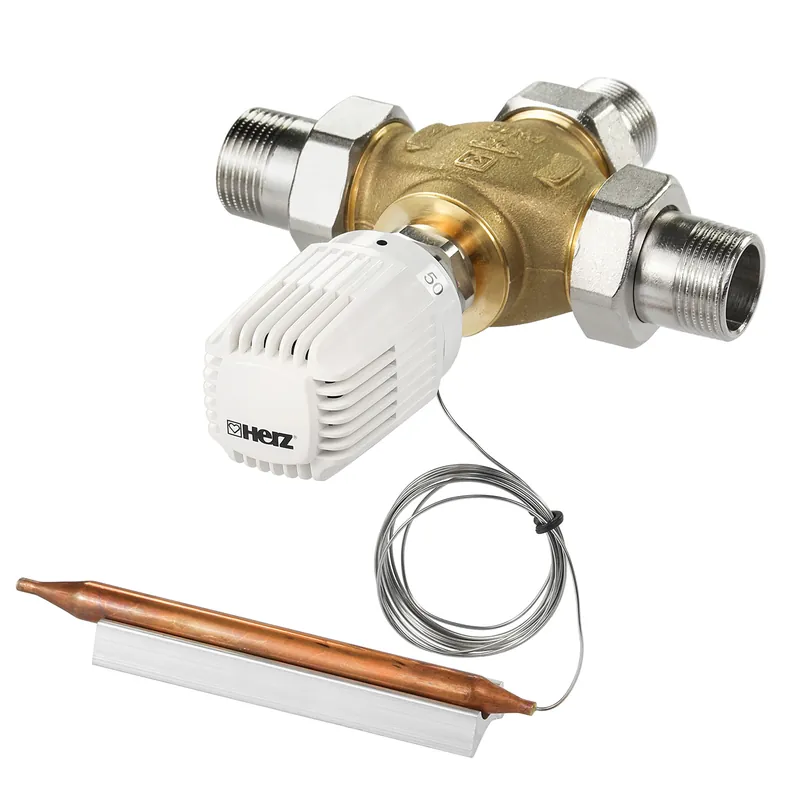 Garantierte Lieferung ATMOS 3-Wege-Verteilventil DN25 mit 3 Verschraubungen + Thermostatkopf 40-70 °C