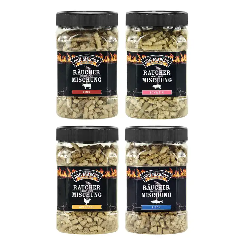Rabatt Don Marco´s Räucherpellets 4er-Set Für Rind, Schwein, Geflügel und Fisch