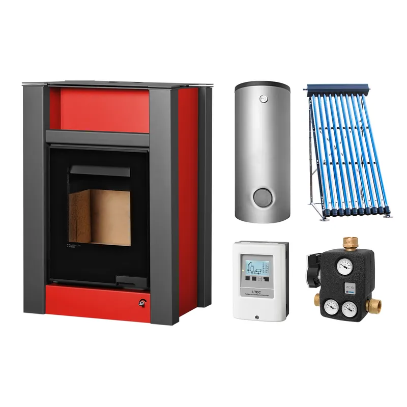 Aquaflam Vario Lend Basic Red Set + Solarthermie-Set 2 (11 m²) + Kombispeicher THKE 600 + SWT Top-Seller