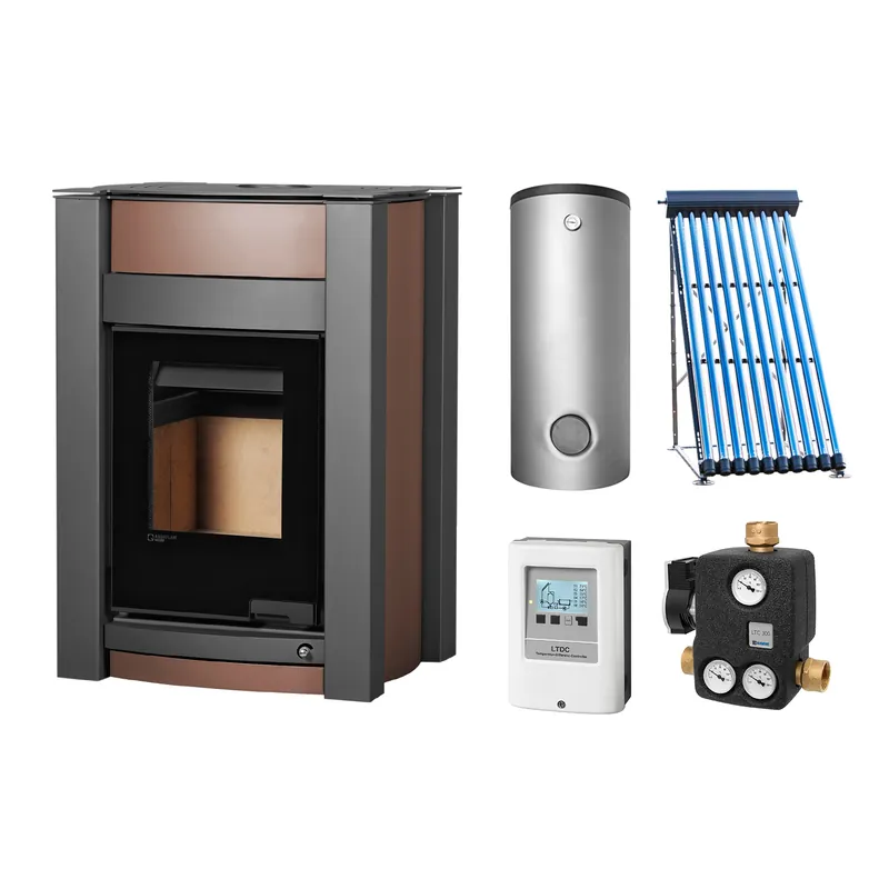 Aquaflam Vario Kalmar Basic Brown Set + Solarthermie-Set 2 (11 m²) + Kombispeicher THKE 600 + SWT Highlight