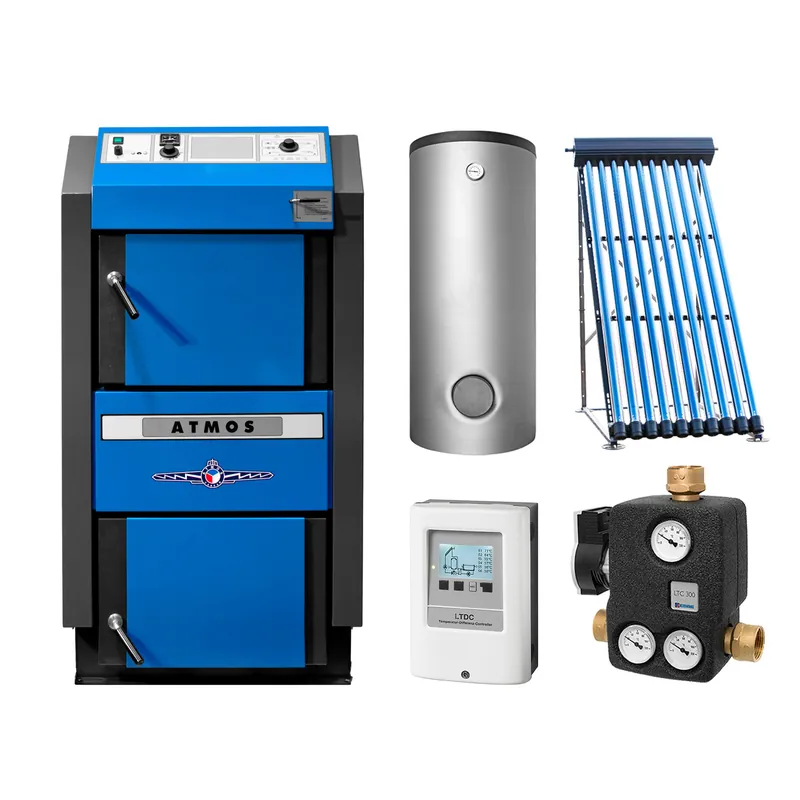 ATMOS DC22 GSE Set + Solarthermie-Set 2 (11 m²) + Pufferspeicher 825 L + Kombispeicher 825 L + SWT Neuheit