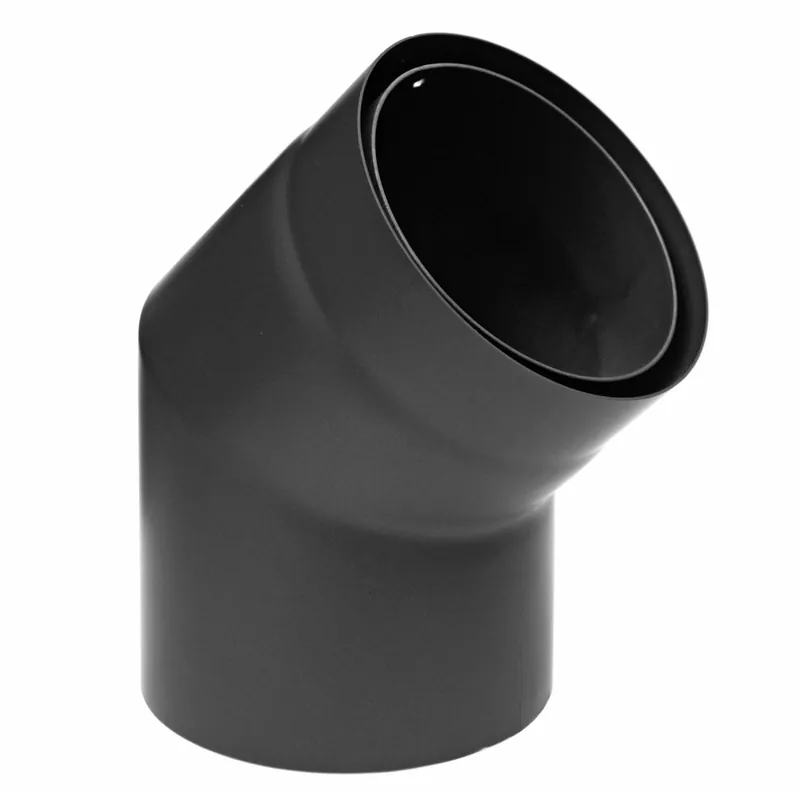 Raik Izoker Rauchrohrbogen 150mm schwarz doppelwandig 45° ohne Tür für Rauchrohr / Ofenrohr Must-Have