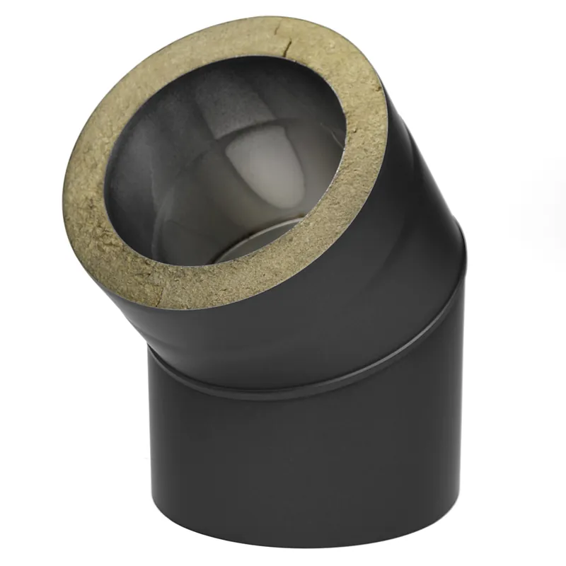 Garantierte Lieferung Raik Coltherm Rauchrohrbogen 150mm schwarz doppelwandig 45° ohne Tür für Rauchrohr / Ofenrohr