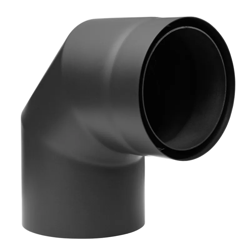 Knallerangebot Raik Izoker Rauchrohrbogen 150mm schwarz doppelwandig 90° ohne Tür für Rauchrohr / Ofenrohr