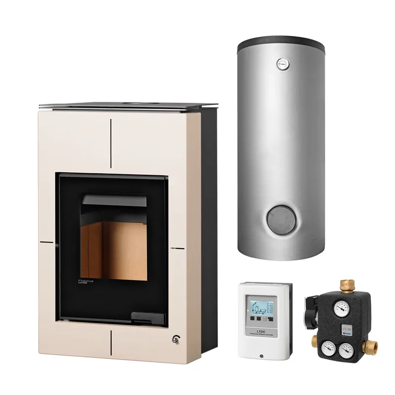 Aquaflam Vario Saporo 11 kW Basic Creme Set + Pufferspeicher TPSR 500 + SWT Preisreduziert
