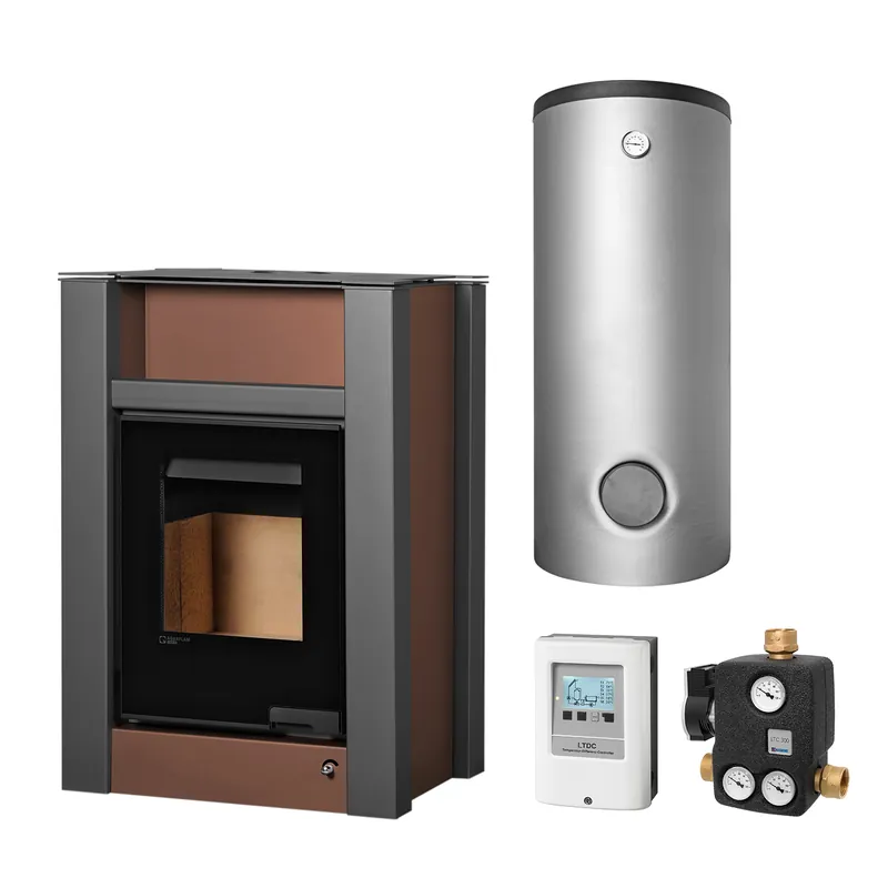 Markenprodukt Aquaflam Vario Lend 11 kW Basic Brown Set + Pufferspeicher TPSR 500 + SWT