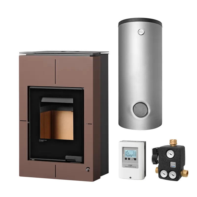 Heißes Angebot Aquaflam Vario Saporo 11 kW Basic Brown Set + Kombispeicher THKE 600 + SWT
