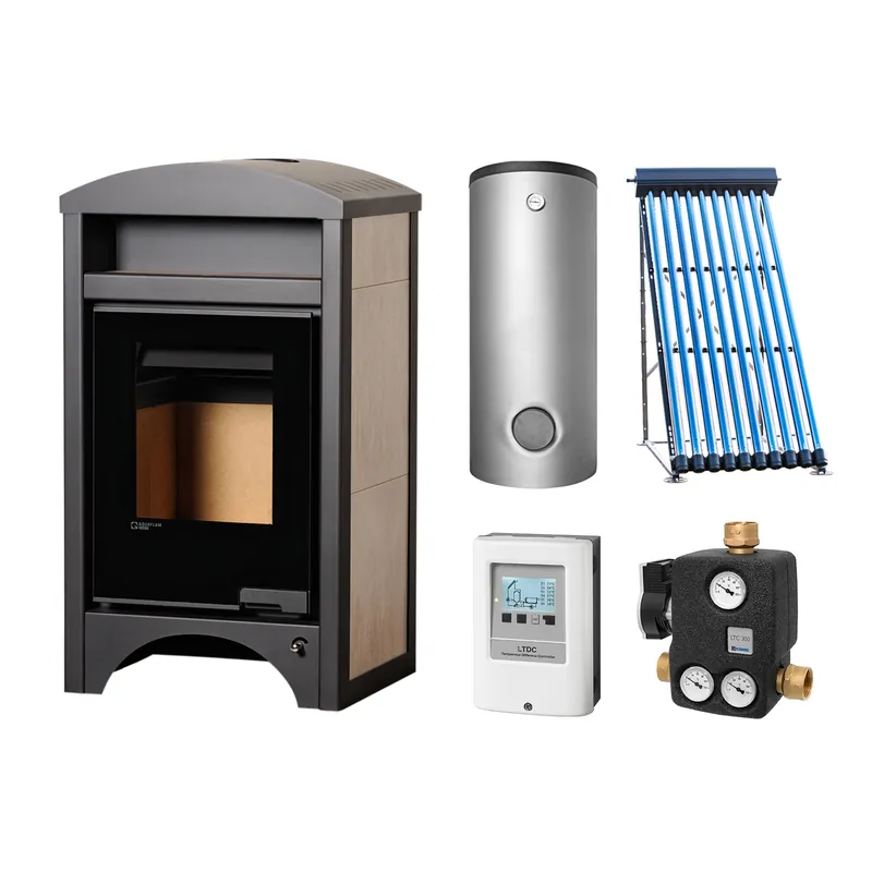 Meistverkauft Aquaflam Vario Barma Basic White Oak Set + Solarthermie-Set 2 (11 m²) + Hygienespeicher SHS 550 + SWT