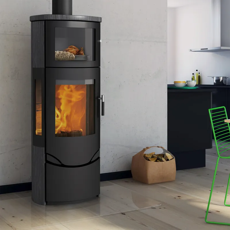 Lotus Prio 7M Kaminofen Schwarz/ Indian Night/ Seitenglas, Rauchabgang oben Günstig