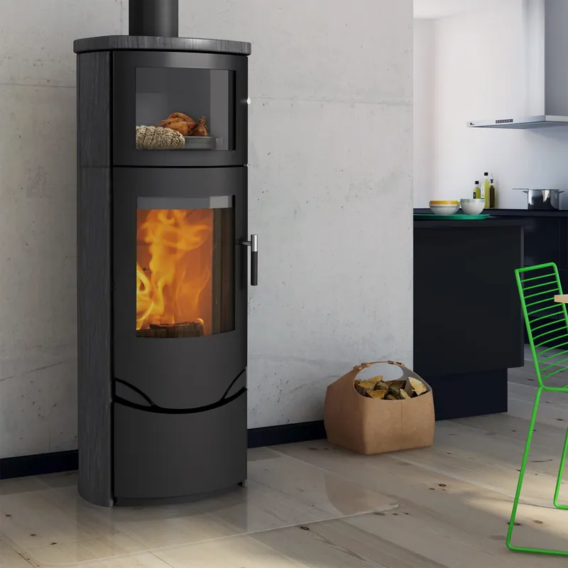 Geprüft Lotus Prio 7M Kaminofen Schwarz/ Indian Night, Rauchabgang oben